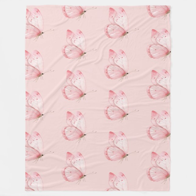 Dröm rosa fjäril fleecefilt (Framsidan)