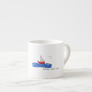 Dröm Segla Levande Sjö Båt Måsar Kaffemugge Espressomugg