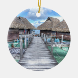 Dröm- semesterBora Bora Overwater bungalower Julgransprydnad Keramik