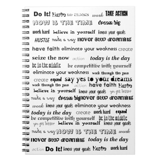 Dröm- stor Motivational typografianteckningsbok Anteckningsbok Med Spiral (Framsidan)
