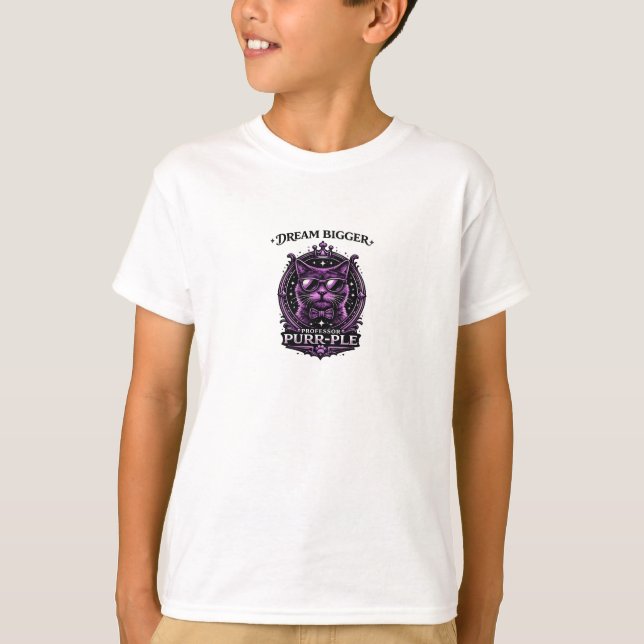 Dröm Större – Professor Purr-Ple Grafisk T-Shirt (Framsida)