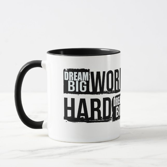 Dröm stort Arbeta hårt Motivationscitat Kaffemugge Mugg (Vänster)