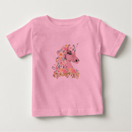 Dröm Stort Blommig Enhörning T Shirt