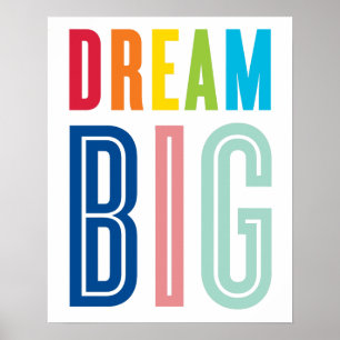 DRÖM STORT CITERAT modern typografi ljusa färger Poster