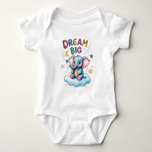 Dröm Stort Elefant Babykläder T Shirt (Framsida)