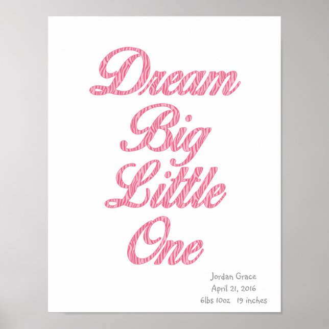 Dröm stort lilla en rosa zebra konstaffisch poster (Framsidan)