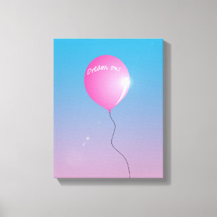 Dröm vidare Citat Rosa ballong i himlen inspireran Canvastryck