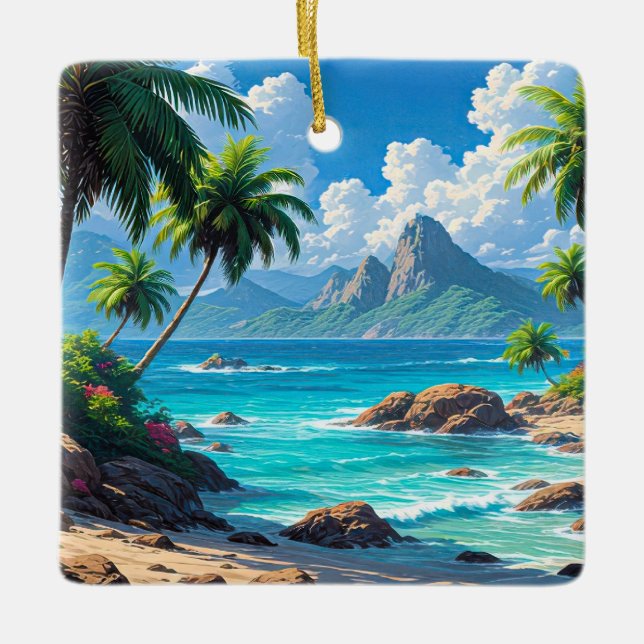 Dröm vidare, Tropiskt Paradis, Julgransprydnad Keramik (Framsida)