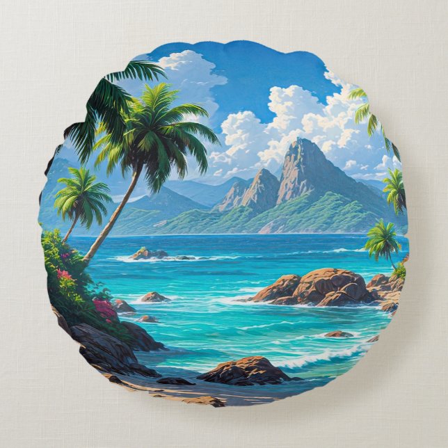 Dröm vidare, Tropiskt paradis, Rund Kudde (Framsidan)