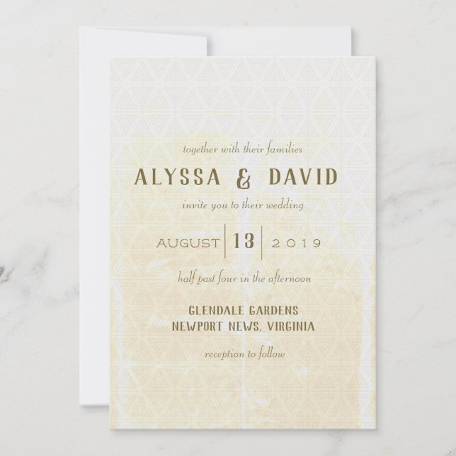 Drömd vit triangel och inbjudan till ivoriasbröllo (Framsida)