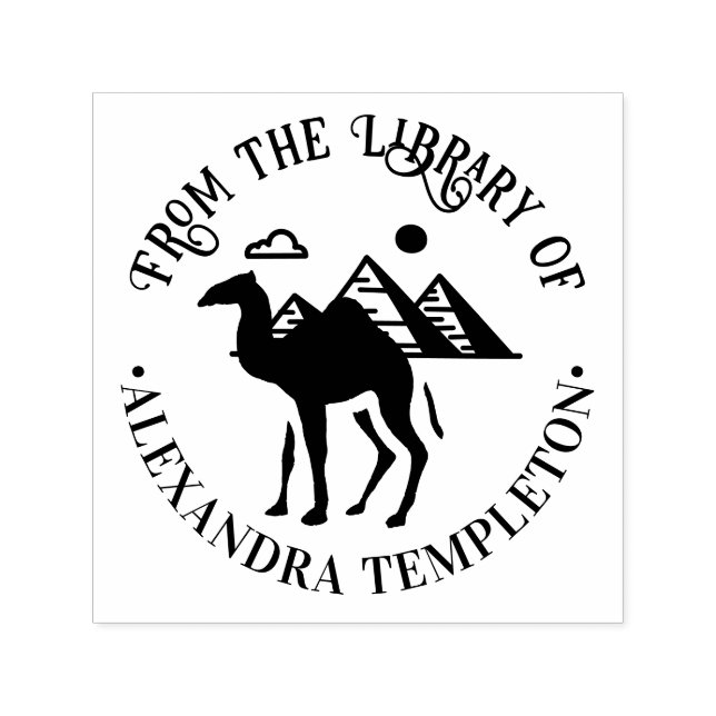 Dromedar Kamel Siluett Pyramider Bibliotek Bok Självfärgande Stämpel (Design)