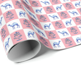 Dromedarer och blocktryck lotusblomma presentpapper
