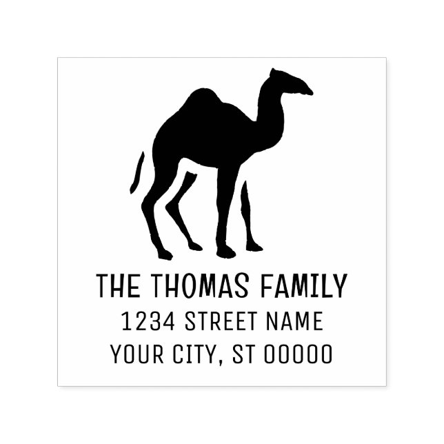 Dromedary Camel Silhouette Namn Adress Självfärgande Stämpel (Design)
