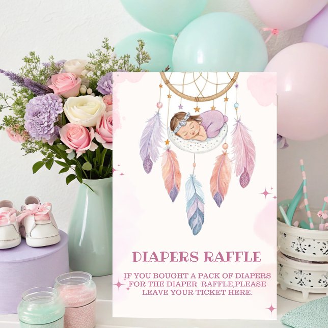 Drömfångare Blöja lotteri för baby shower i akvare Poster (Skapare uppladdad)