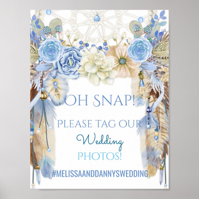 Drömfångare Tribal Boho Bröllopsskylt Foton Poster (Framsidan)