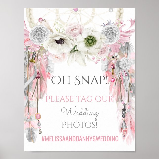 Drömfångare Tribal Boho Bröllopsskylt Foton Poster (Framsidan)