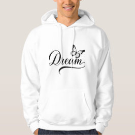 Drömfjäril - Elegant svart skriptinspiration Hoodie