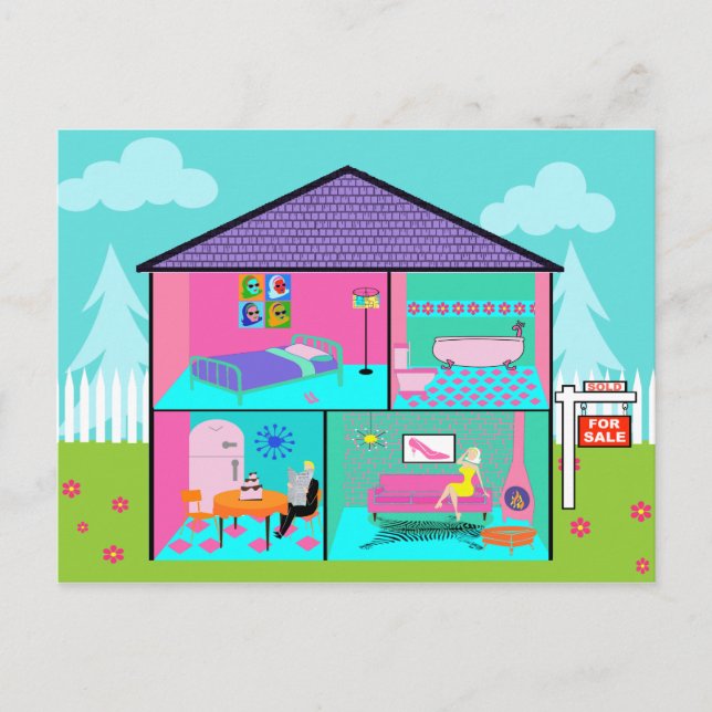 Drömhuset Fastighetsmäklare Postkort Vykort (Framsida)