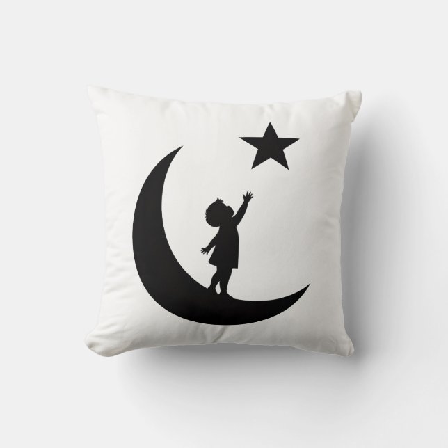Drömjägare Söt Minimalistisk Mån- och Stjärndesign Kudde (Framsida)