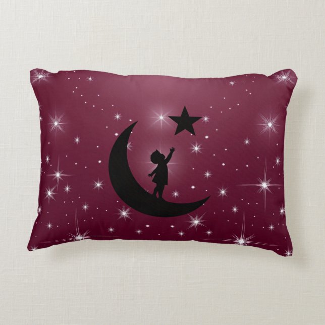 Drömjagaren Söt minimalistisk design med måne och  Prydnadskudde (Baksidan)