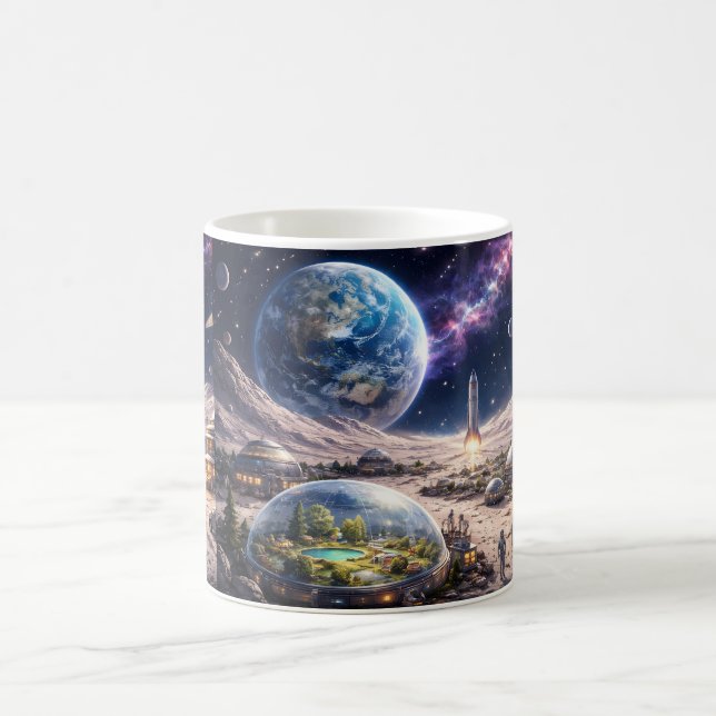 Drömlandschaft Lunar City – Nyckfull månliv Kaffemugg (Center)