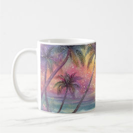 Drömländska tropiska strandscen kaffemugg