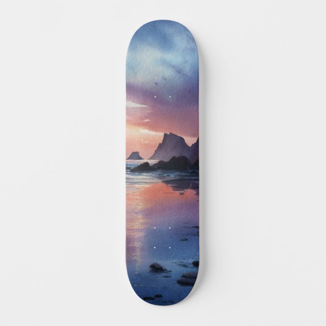 Drömlandskaftendäck vid solnedgång mini skateboard bräda 18,5 cm (Framsida)