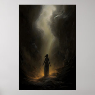 Drömlandskap Moody Väggkonst, Celestial Oljemålnin Poster