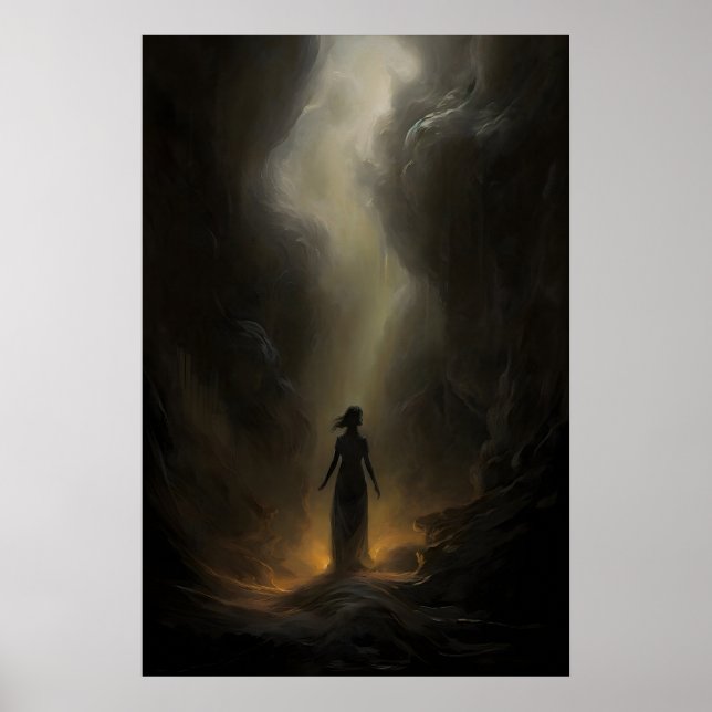 Drömlandskap Moody Väggkonst, Celestial Oljemålnin Poster (Framsidan)