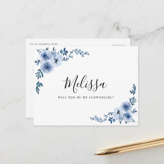 Drömlig blå blommigt... vykort (Fram/Back In Situ)