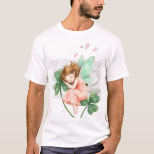 Drömlik älva med klöver magi dansar t shirt