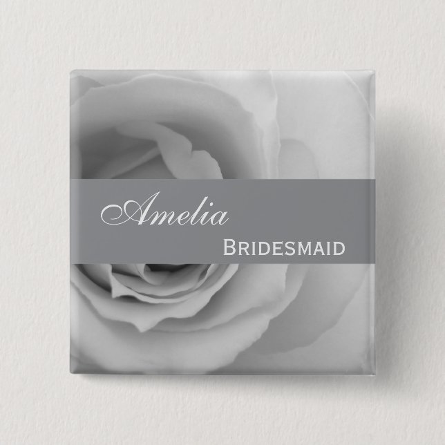 Drömlik brudtärna V0 för namn för silvervit Knapp (Framsida)