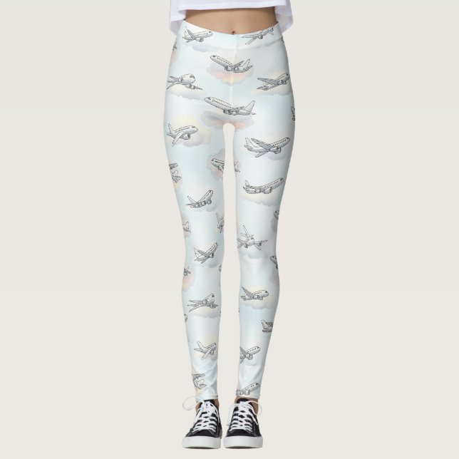 Drömlik Flygplanshimlens Resmönster (1) Leggings (Framsida)