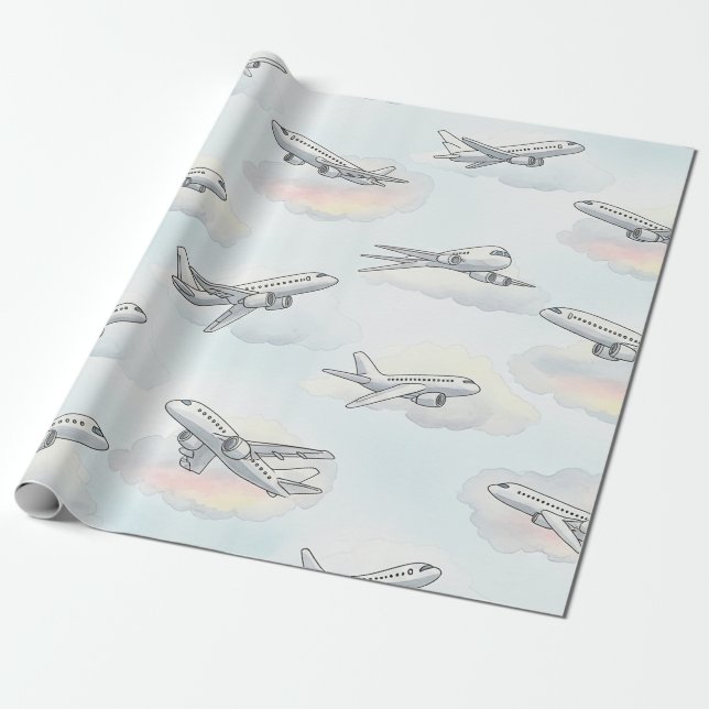 Drömlik Flygplanshimlens Resmönster (1) Presentpapper (Utrullad)