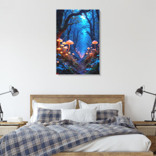 Drömlik jungel med bioluminescent flora canvastryck