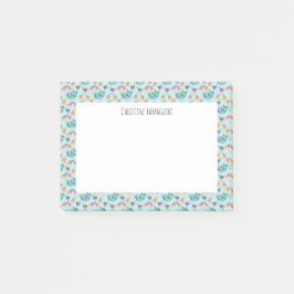 Drömlik katt som flyter i himmelvattenfärgmönster post-it block