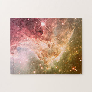 Drömlik rosa orange ombré vacker nebulosa pussel