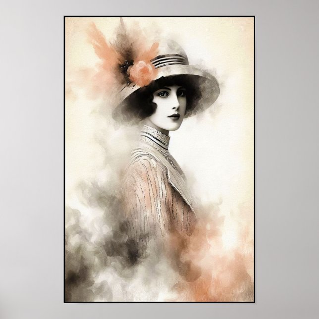 Drömlikt Retroporträtt av Elegans Poster (Framsidan)
