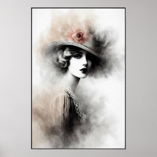 Drömlikt Retroporträtt av Elegans Poster