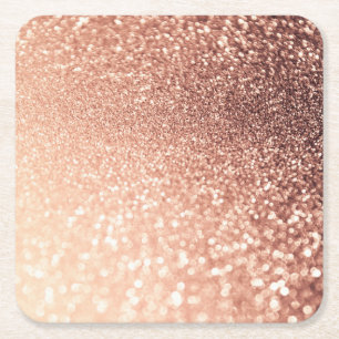 Drömlikt rosa guld- glitter - persika underlägg papper kvadrat