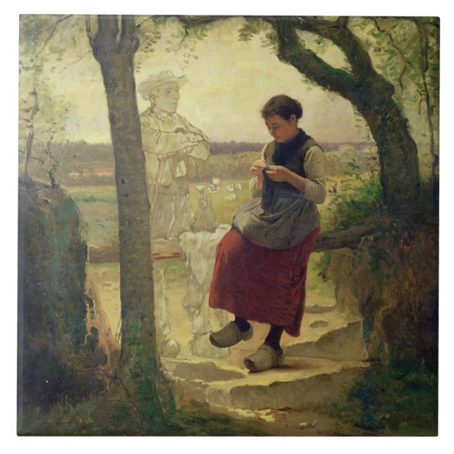 Drömma av henne kärlek, 1901 kakelplatta (Framsidan)