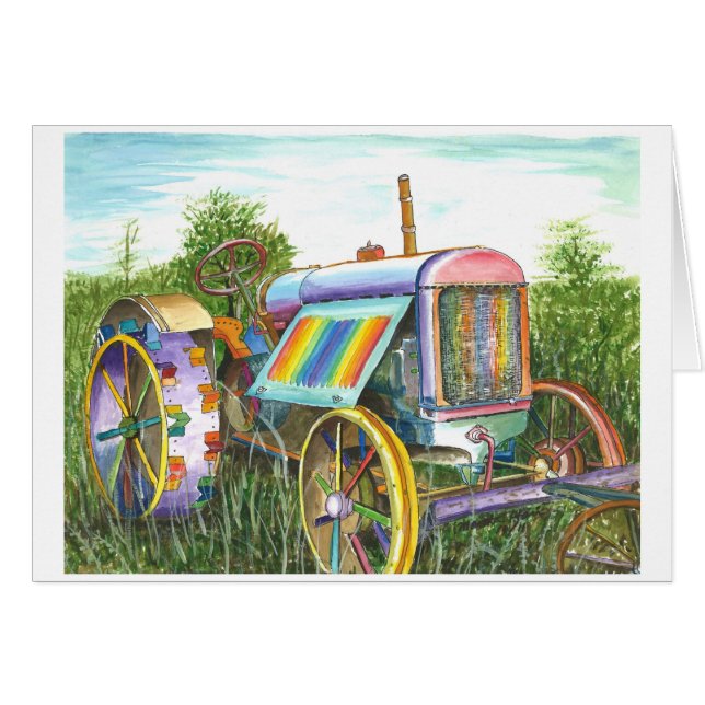 Drömma den gammala traktoren hälsningskort (Framsidan Horizontal)