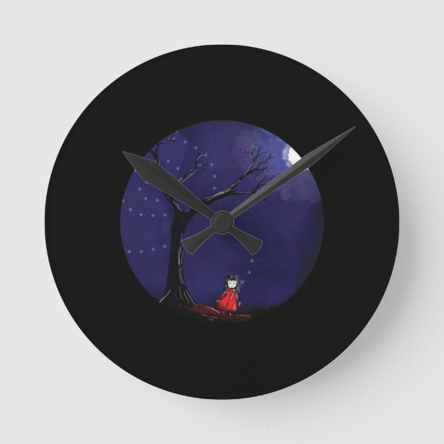 Drömma flickan ta tid på rund klocka (Framsida)