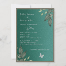 drömma framträder grönt glitter blad bröllop inbjudningar