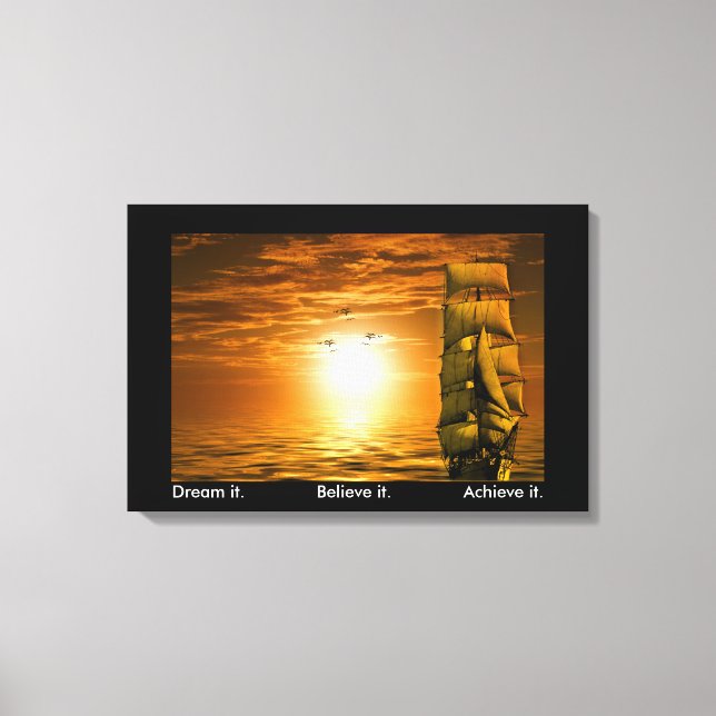 drömma om att tro att det lyckas med sin motivatio canvastryck (Framsida)