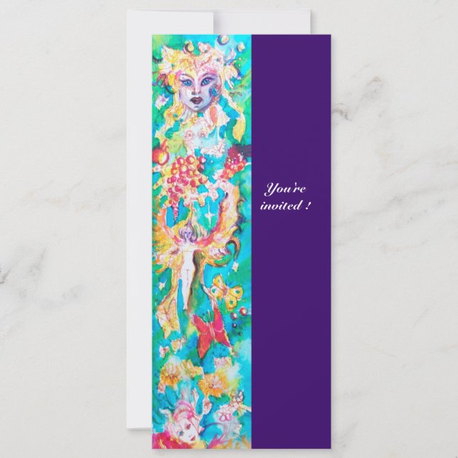 DRÖMMA OM DRUVOR lila blå fuchsia rosa vit Inbjudningar (Framsida)