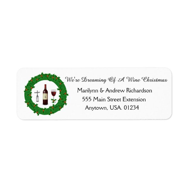 Drömma om en Helgdag i Vin Returadress Etikett (Framsidan)