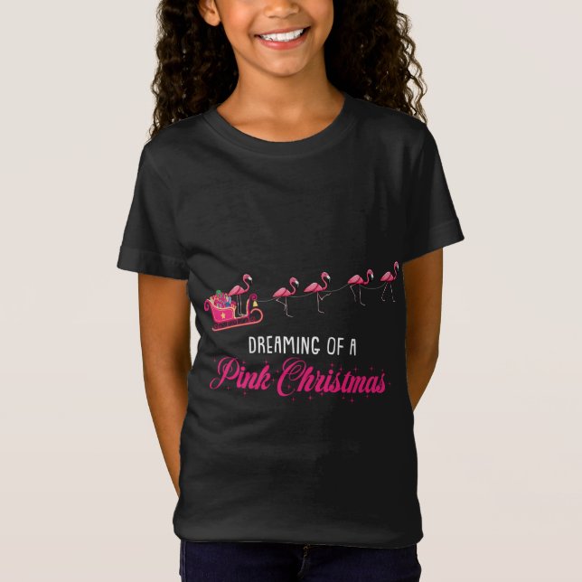 Drömma om en Rosa julklapp Flamingo T Shirt (Framsida)