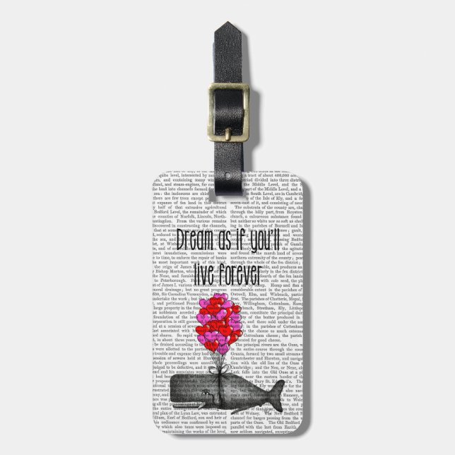 Drömma som om du lever för alltid bagagebricka (Vertikal Framsida)