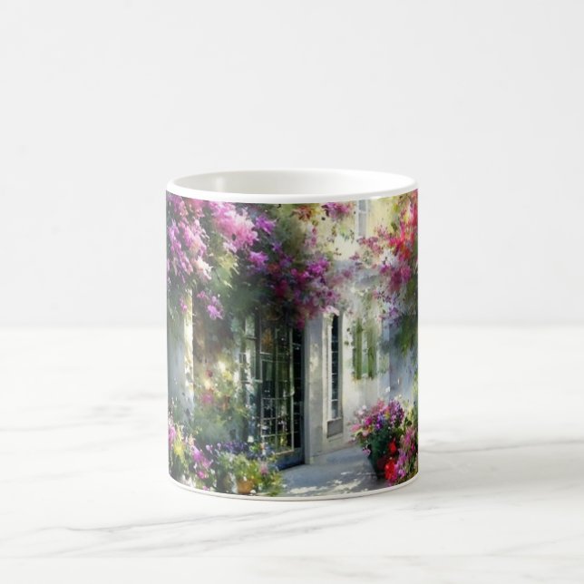 Drömmande akvarell gårdsplan-mugg: blomsterkonst-g kaffemugg (Center)